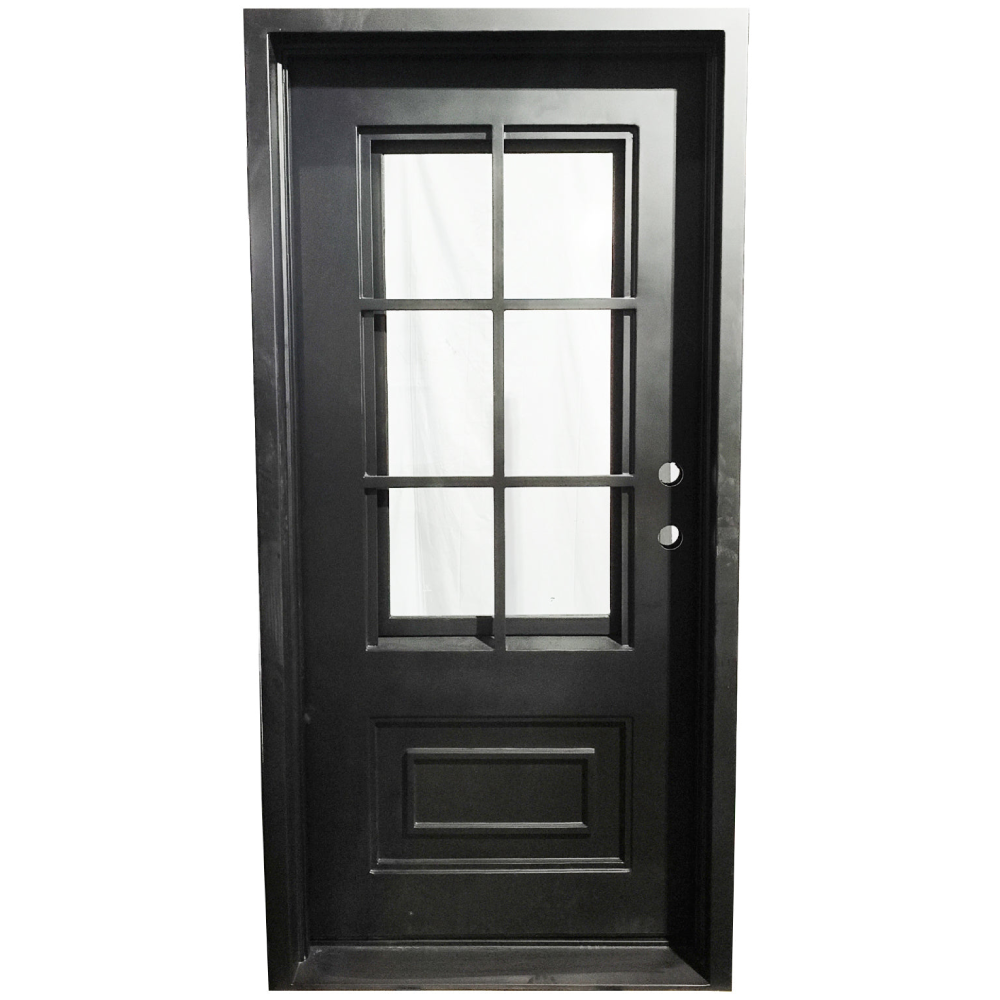3/0 X 6/8 6 Lite Exterior Wrought Iron Door